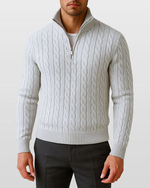 Cable-Knit Quarter-Zip